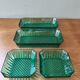 Set of 4 vintage green glass dishes