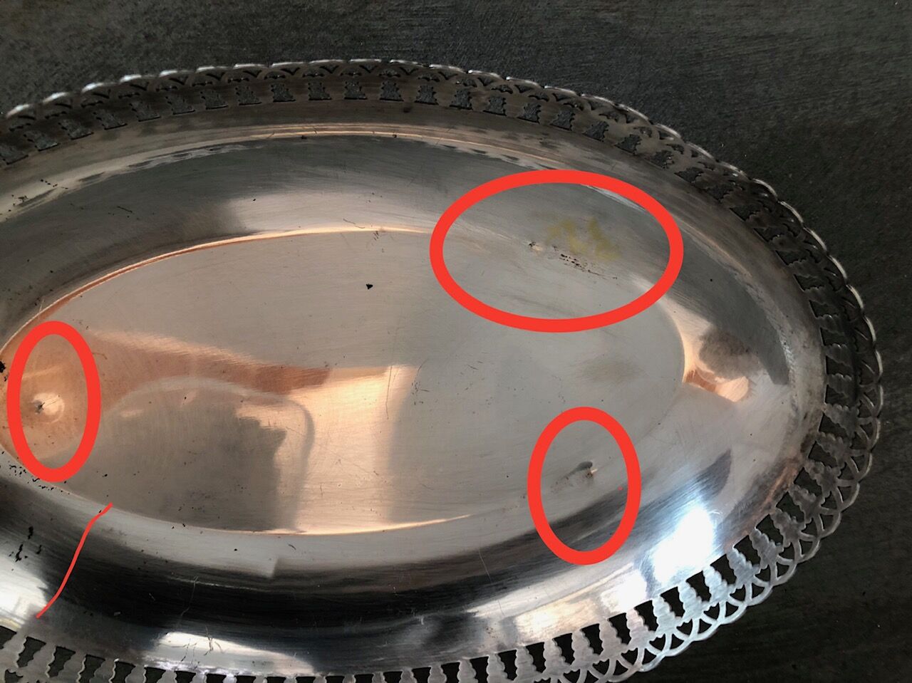 Oval bread basket, silver metal