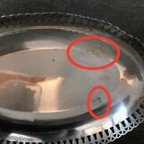 Oval bread basket, silver metal