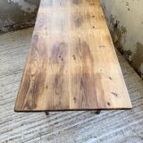 1950s pine and oak farmhouse table with multiple drawers