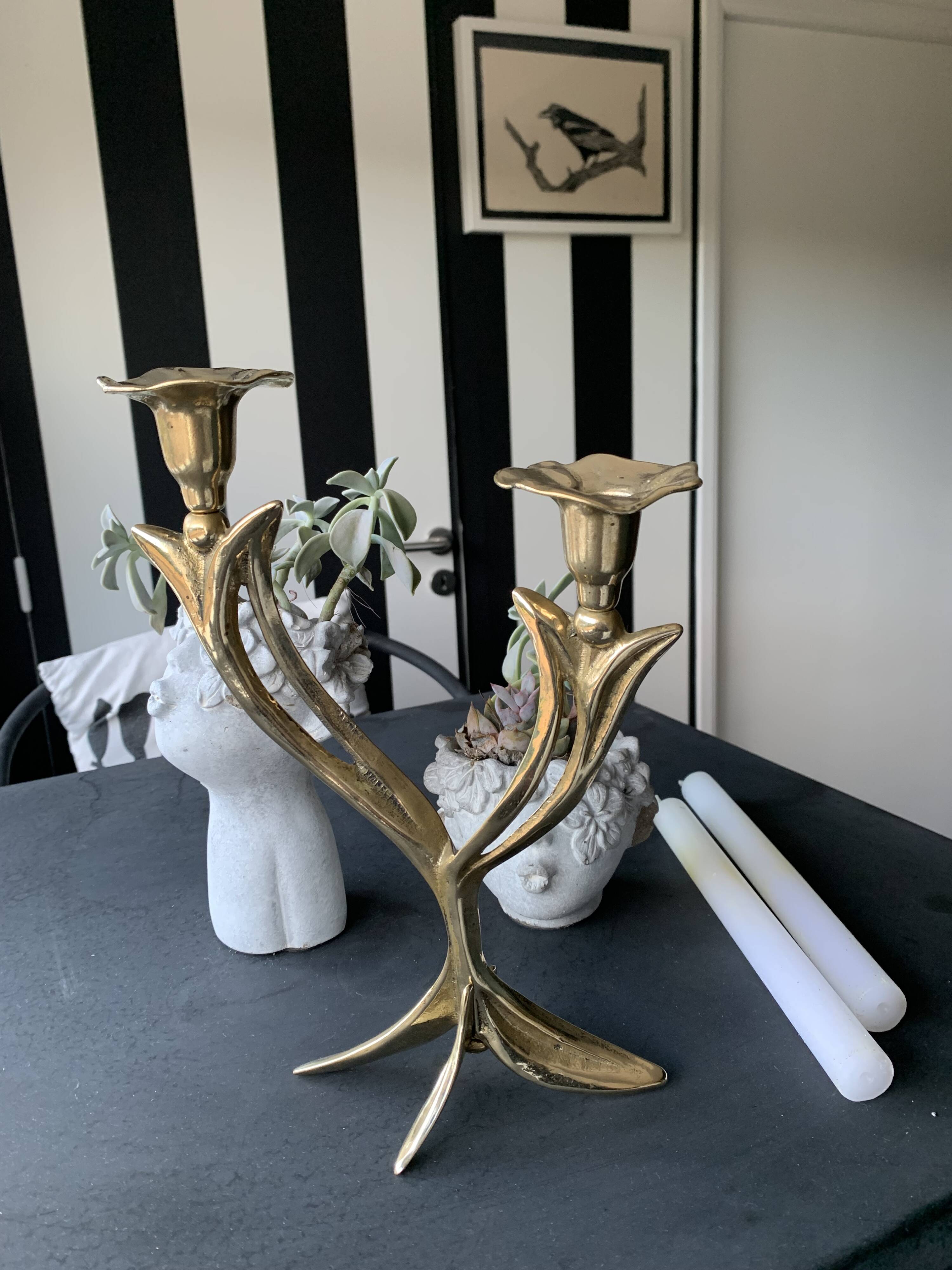 brutalist double flame chandelier
