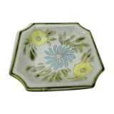 Ceramic dish décor Blue yellow flowers