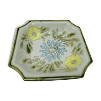 Ceramic dish décor Blue yellow flowers