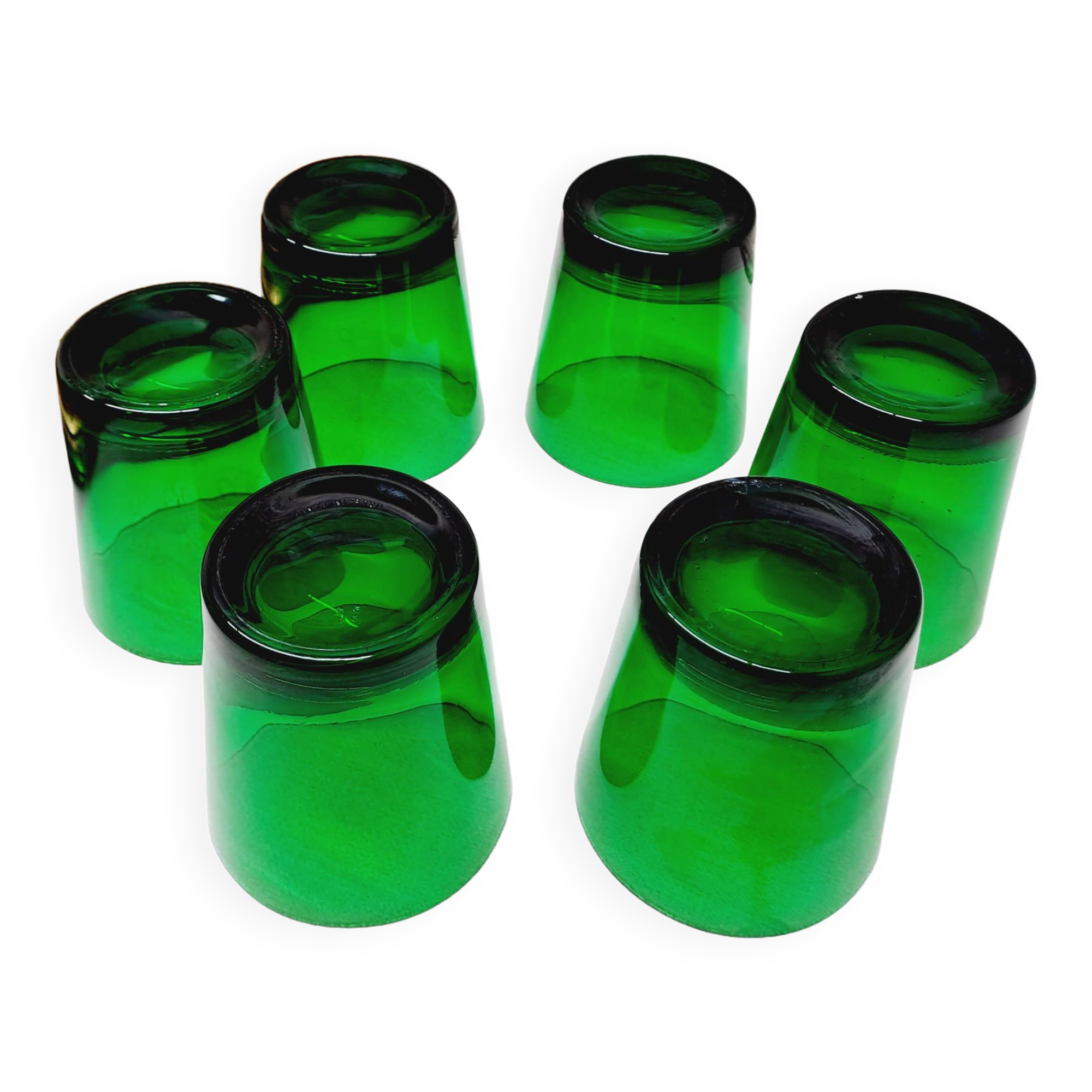 Set of 6 moss green water glasses