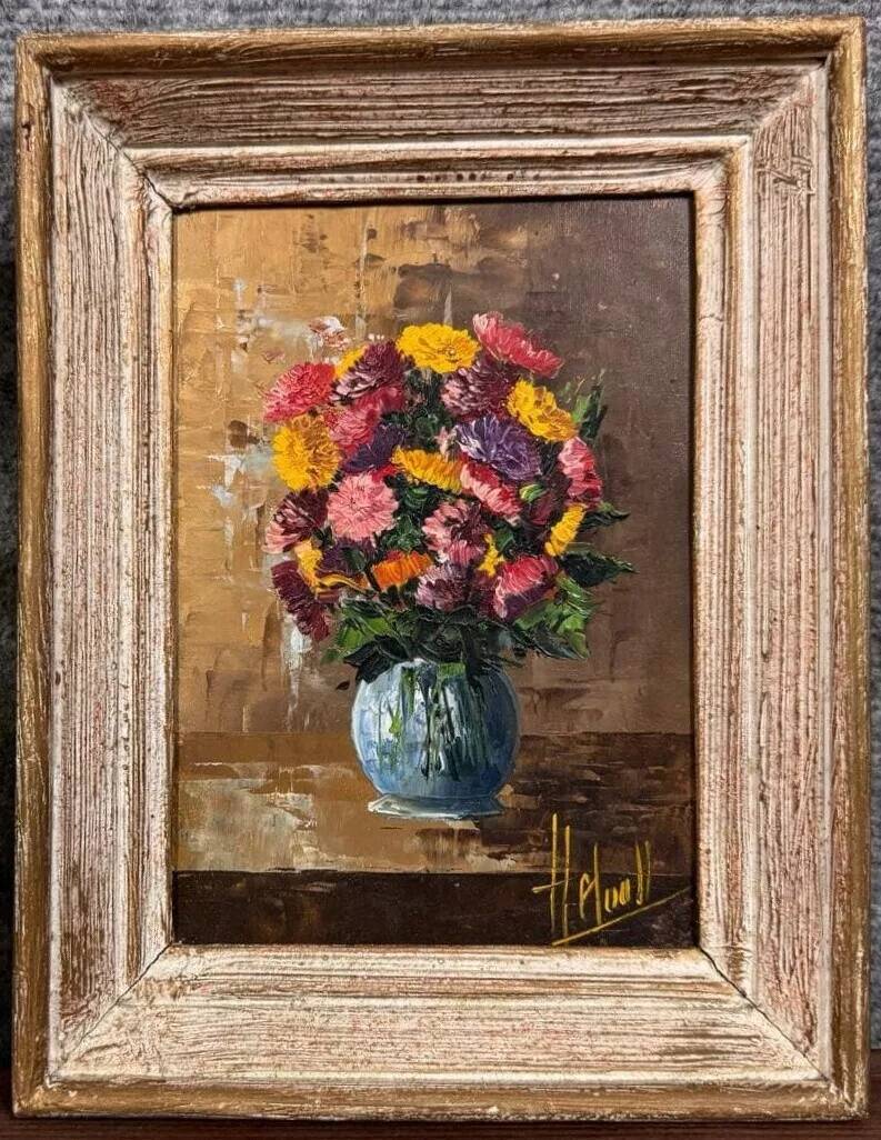 Oil painting on panel circa 1900