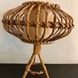 Rattan lamp in the shape of an ellipse Louis Sognot 1950
