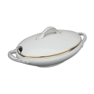 White and gold Limoges porcelain soup kitchen
