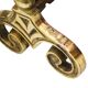 Gilded bronze andirons with rounded ball and patterns, antique fireplace accessory