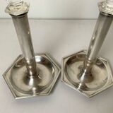 Pair of silver-plated metal candlesticks