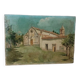 Oil painting fortunato giulio faini 1869-1952 basilica montefiesole