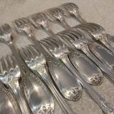 12 silver-plated metal table forks by Ravinet & Cie, Empire 81.