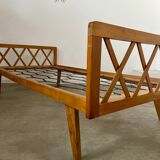 Old French design bed from the 50s daybed with vintage compass feet