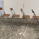 4 folding chairs chromed metal and Skaï fawn 1970