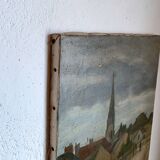 Ancien tableau village et son église