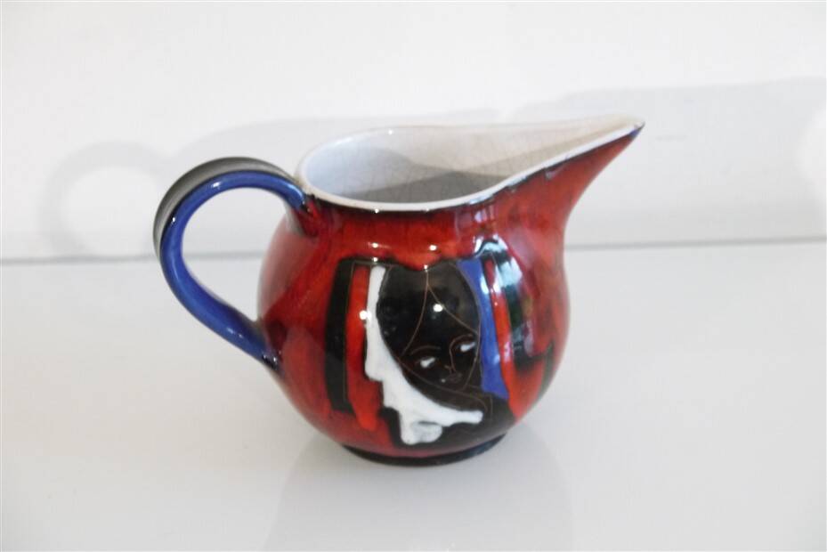 Italian vase with ceramic handle 1960