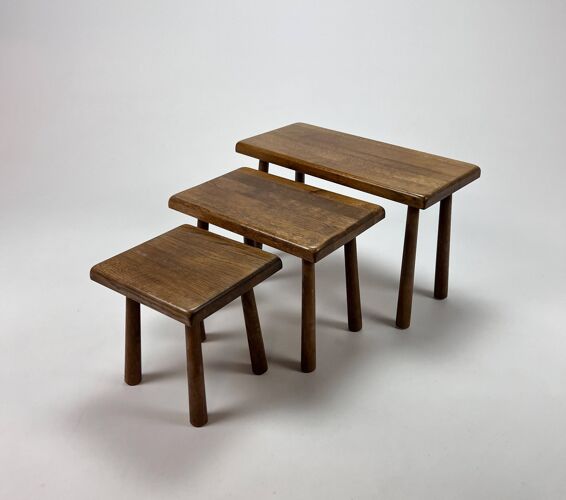 Modernist Oak Nesting Tables, 1960s