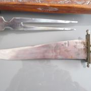 Carved kitchen knife and fork from India