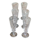 6 vintage clear chiseled crystal and glass champagne flutes