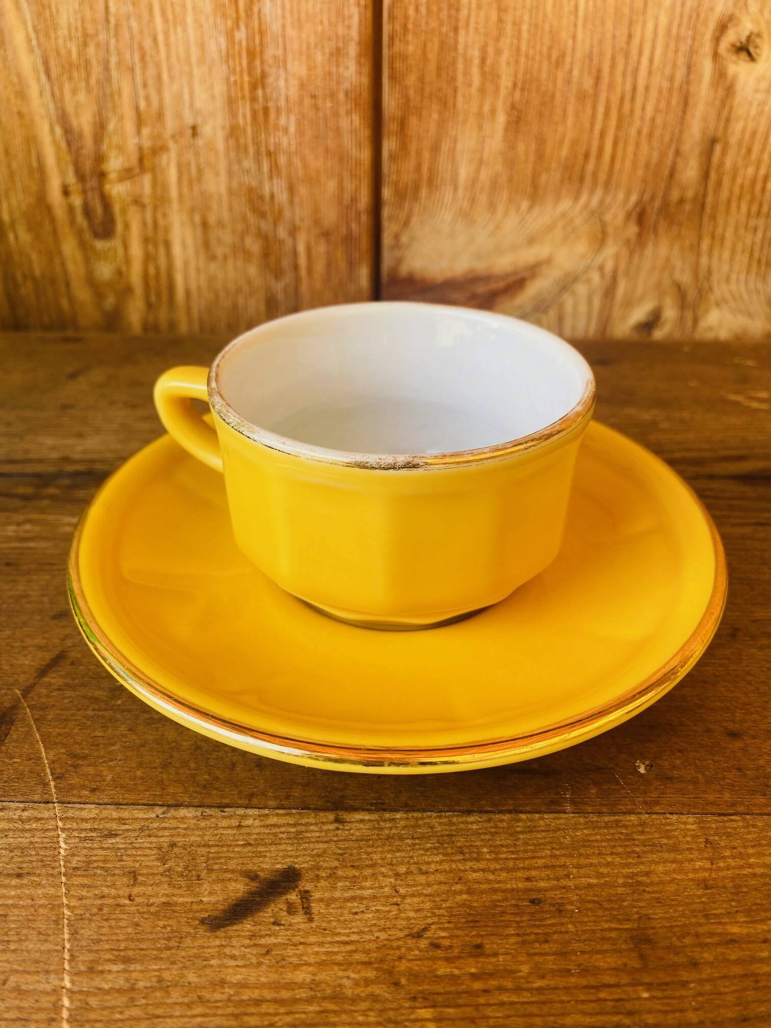 Apilco yellow bistro coffee cups