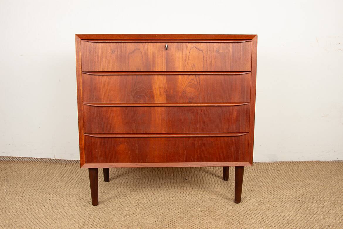 Commode 4 tiroirs en teck, Danemark 1960
