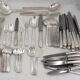 Share Art Deco cutlery set of 79 pieces, knives, silver-plated metal.