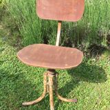 stool, swivel seat metal and wood