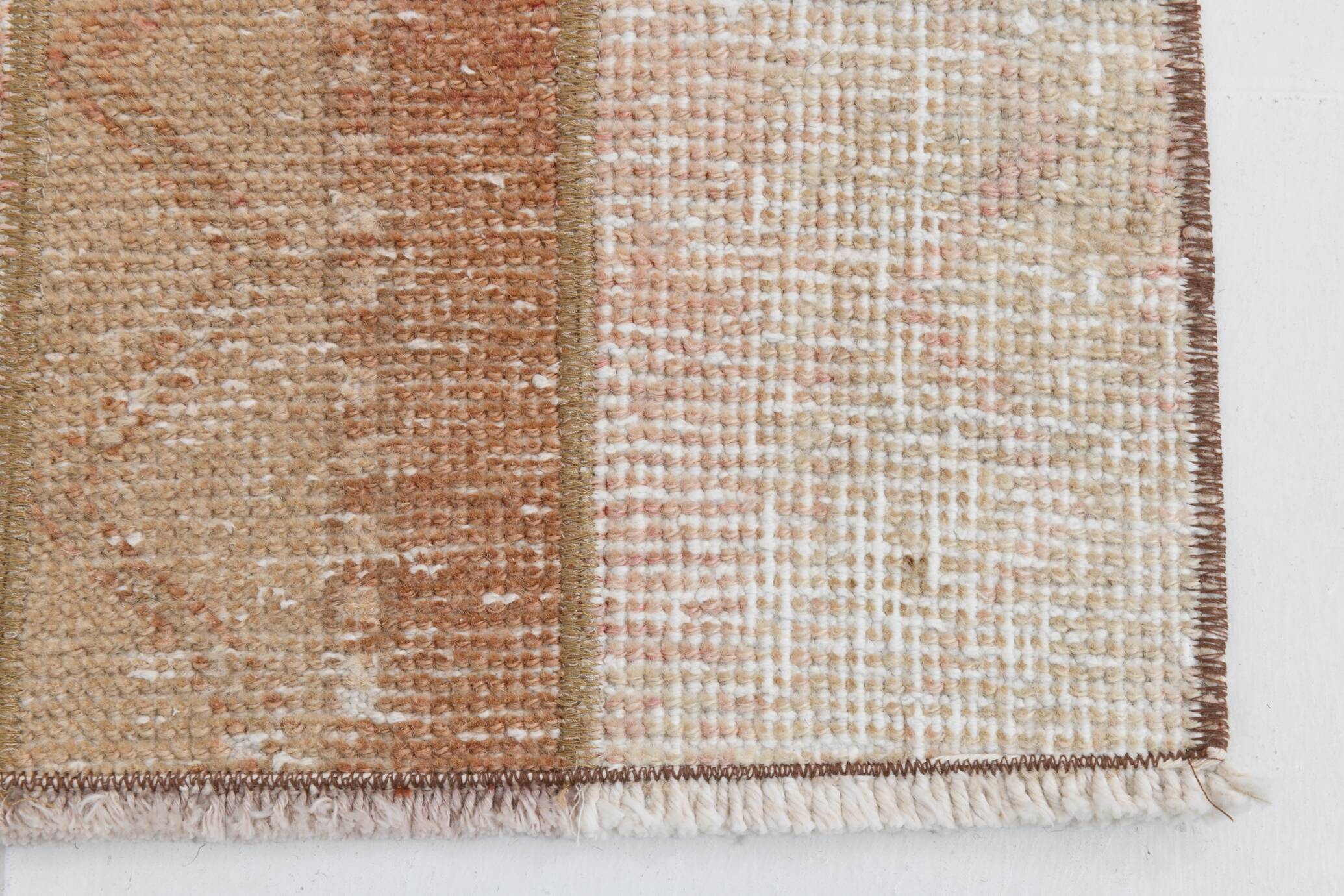 Red & Cream Long Turkish Vintage Runner Rug. 69x312Cm