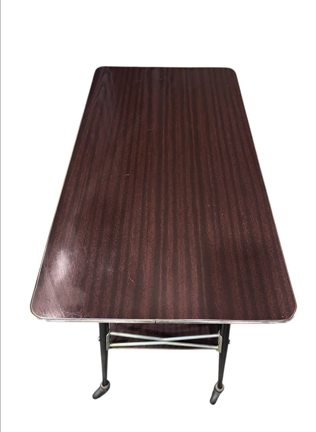 Dark wood serving trolley, 1950