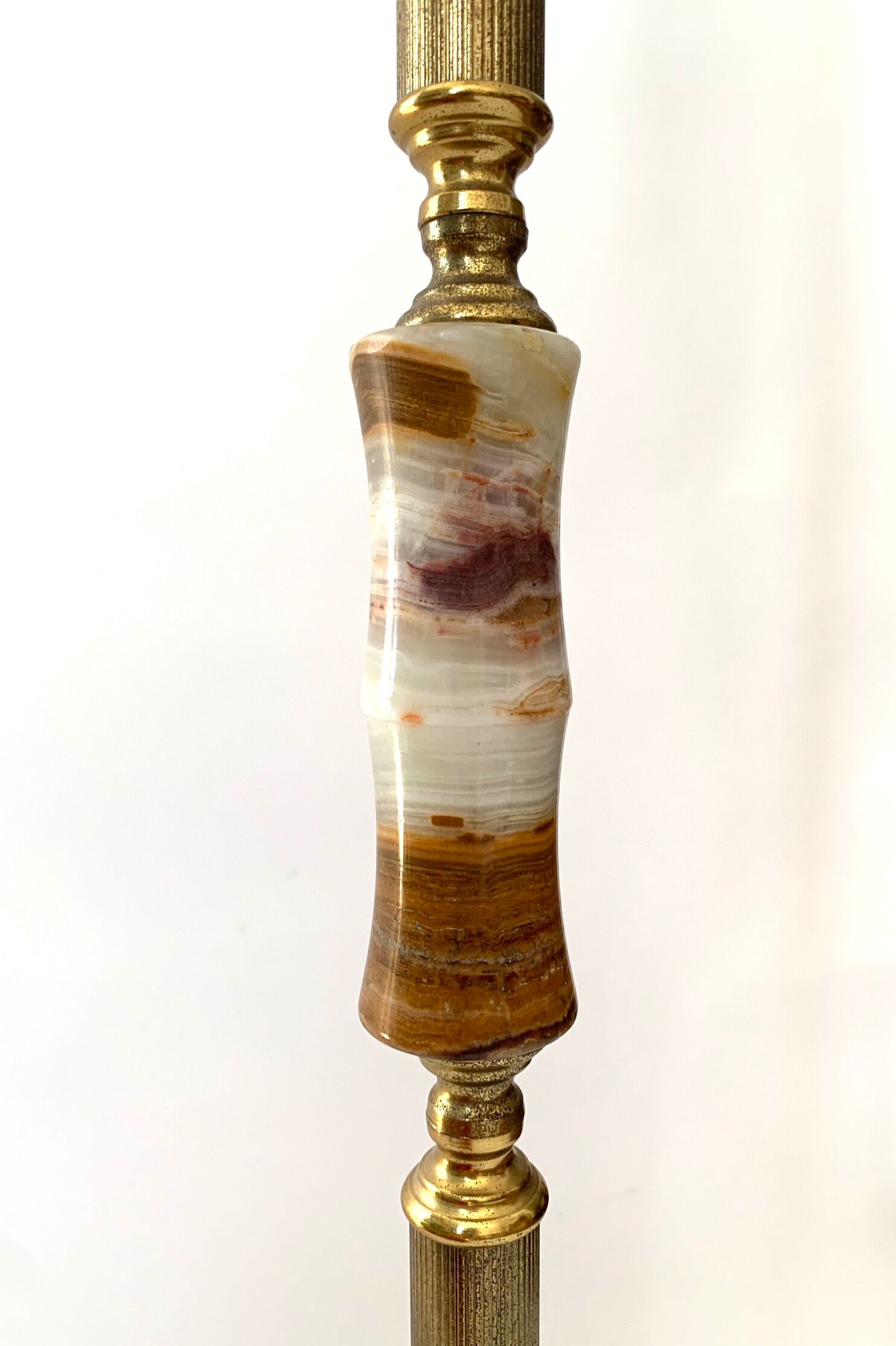 Brass and onyx marble floor lamp
