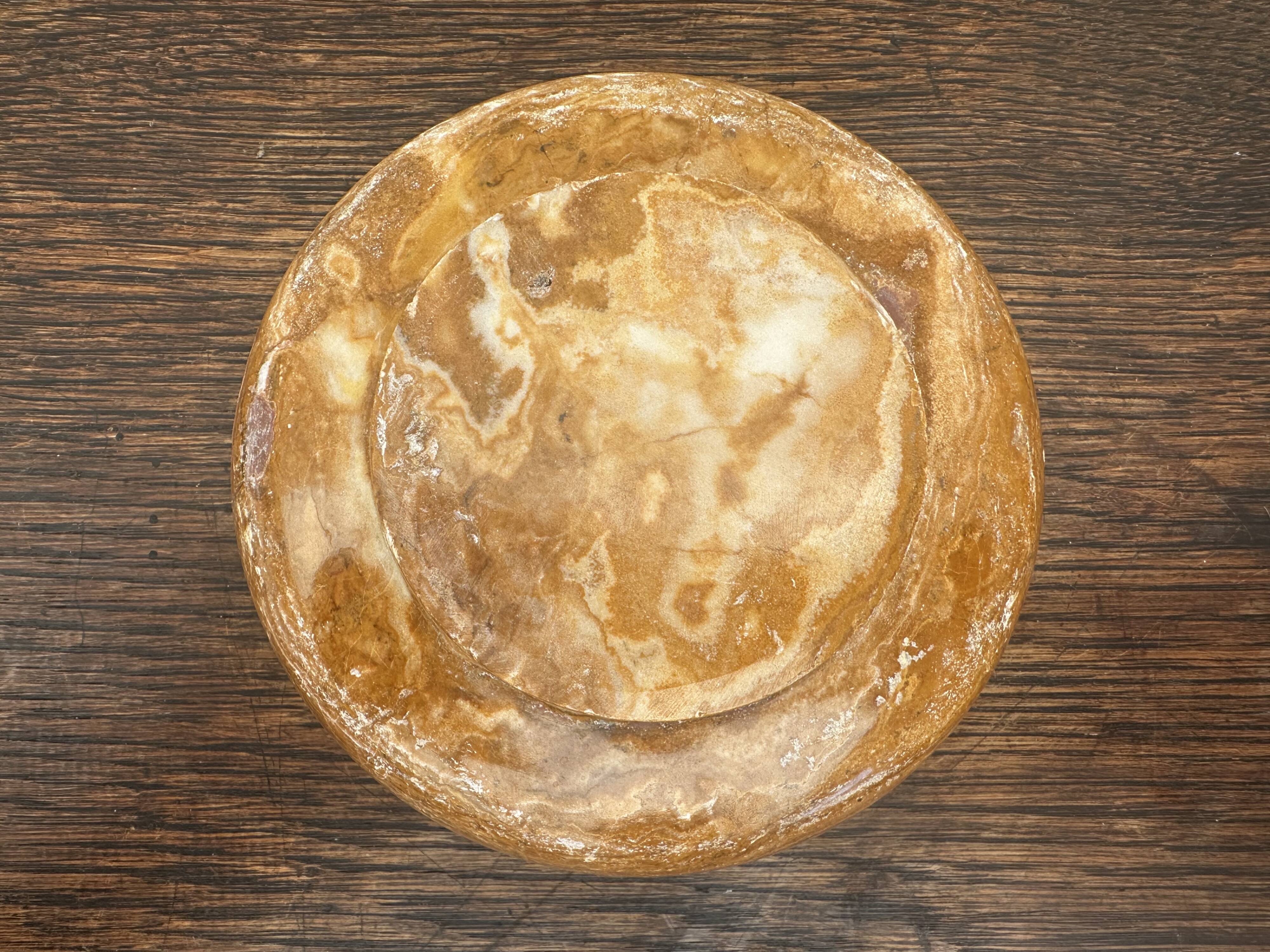 Vintage Orange Marble Ashtray Diameter 12 cm