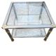 Hollywood Regency side table 1970 brushed metal and gold