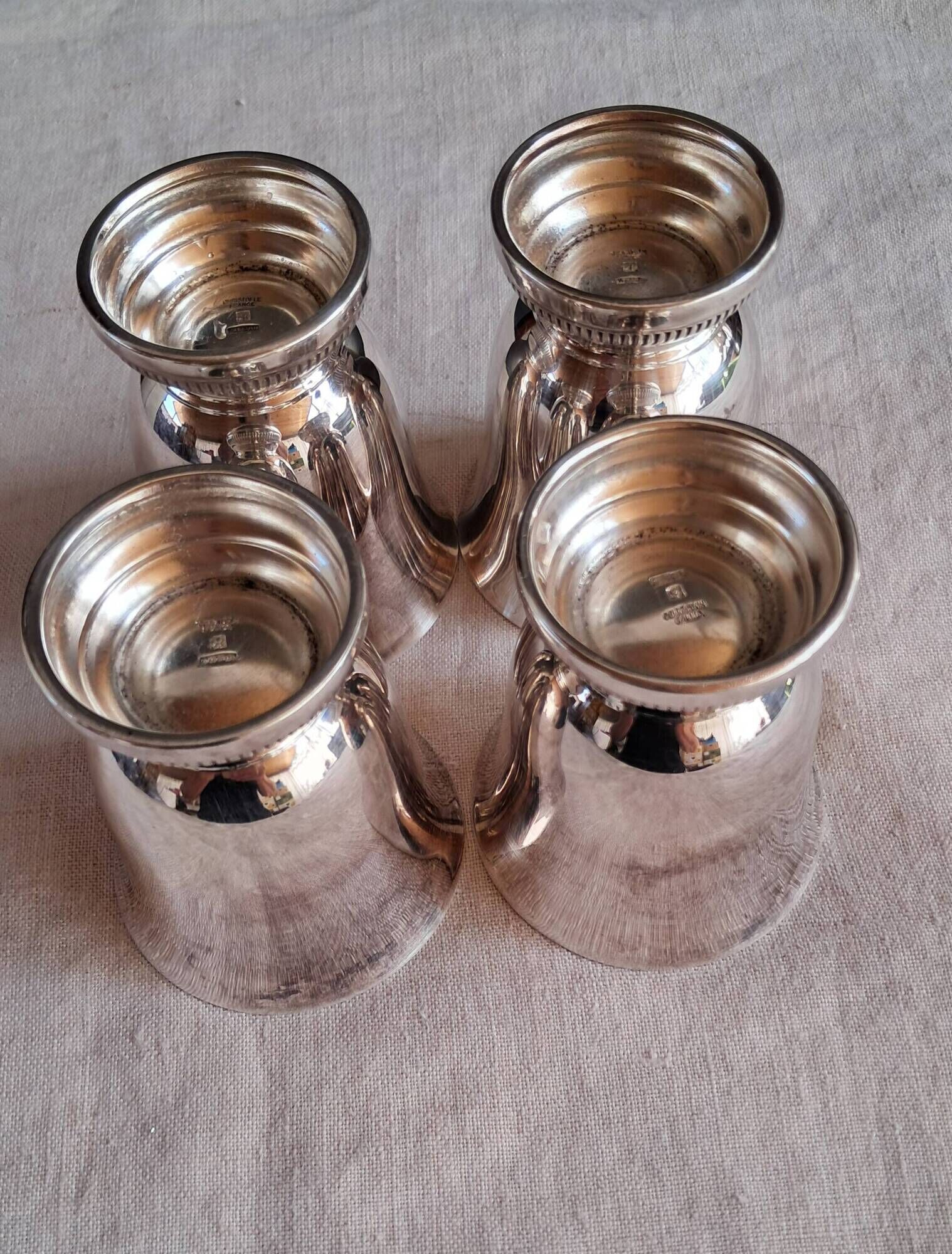 Superb set of 4 silver-plated goblets from the famous house.
