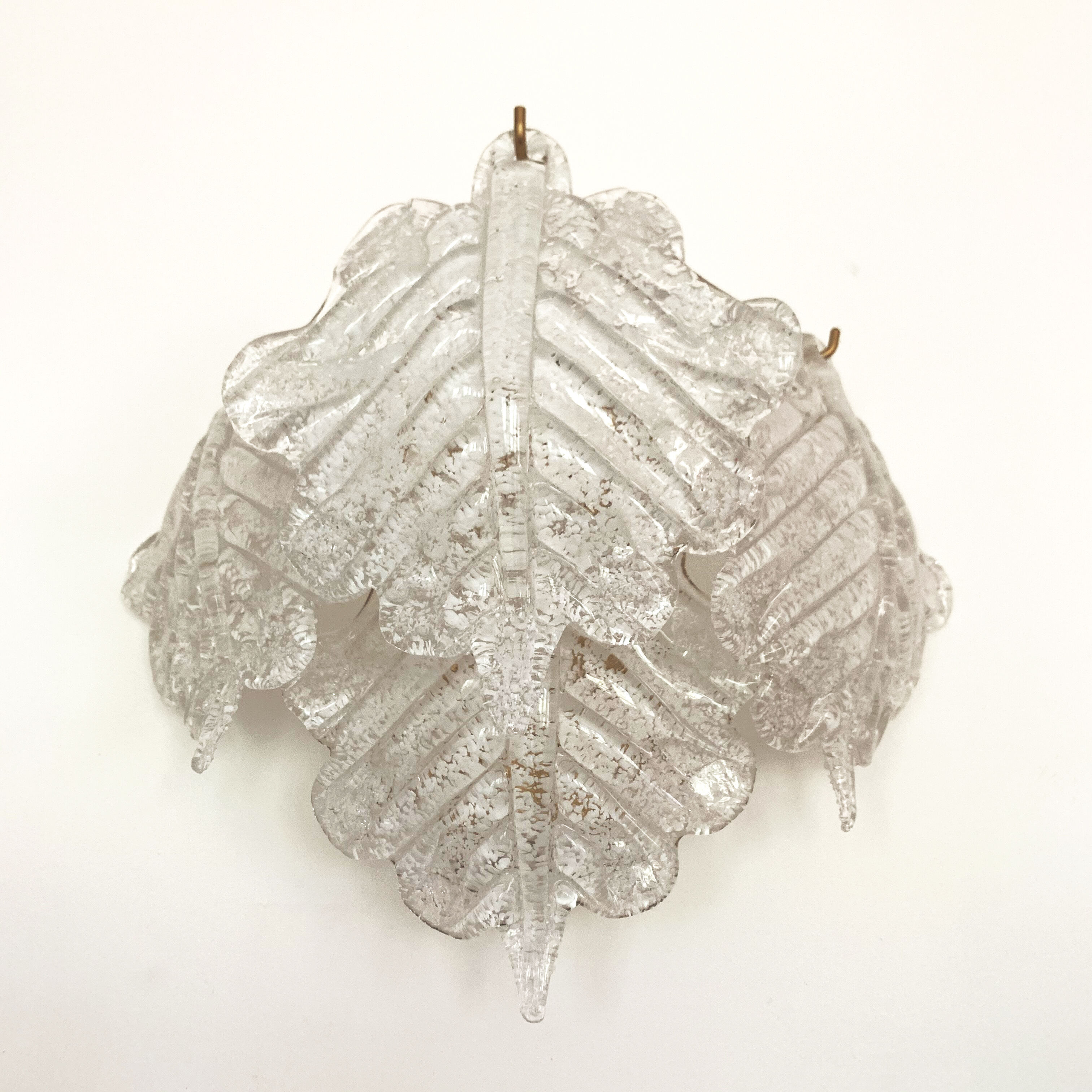 Paire d'appliques en feuilles de verre de Murano