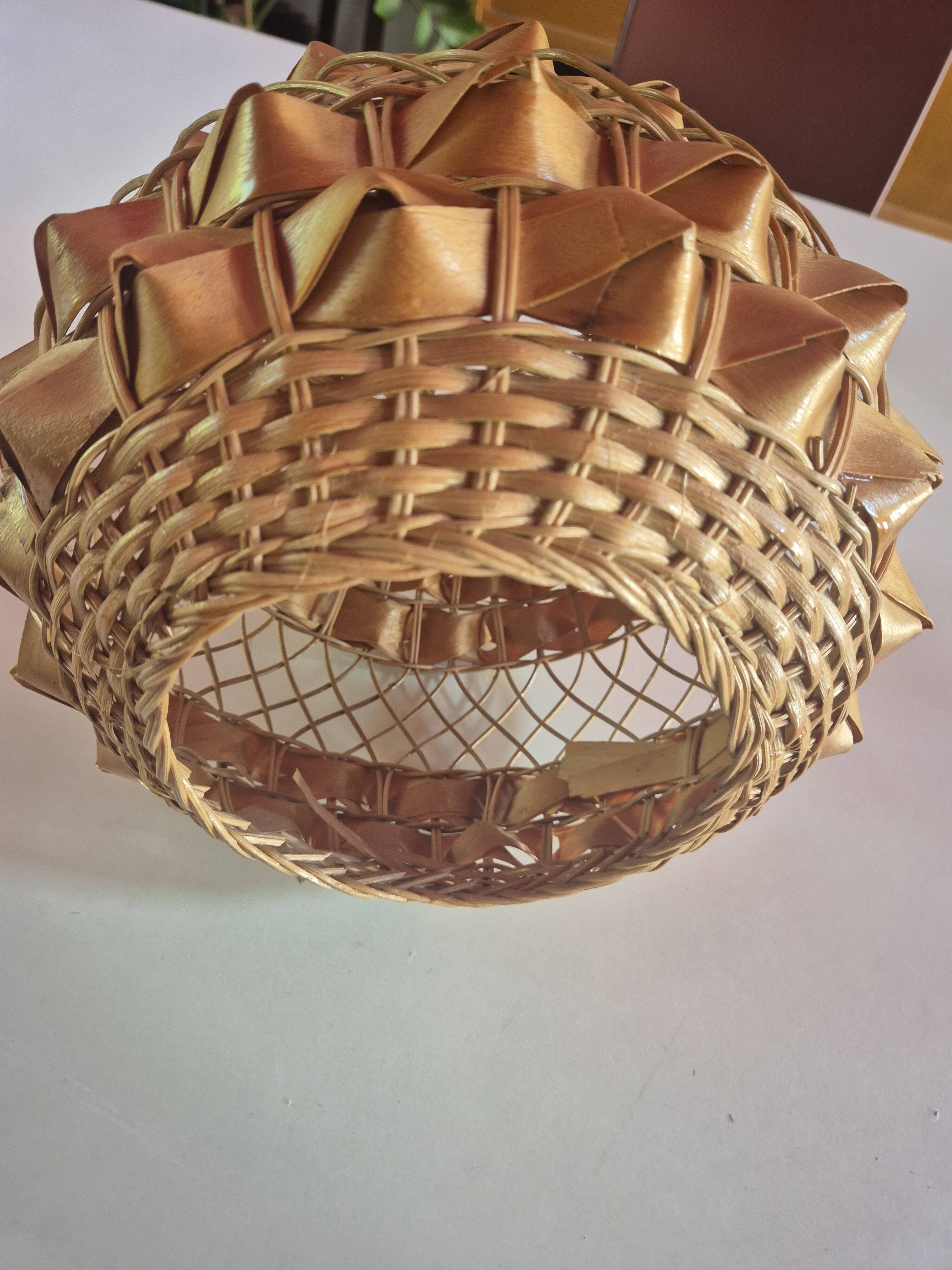 60s rattan wicker pendant light