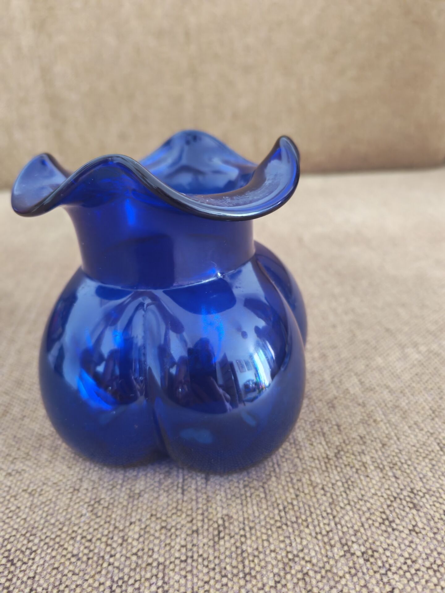 Small cobalt blue Scandinavian round vase