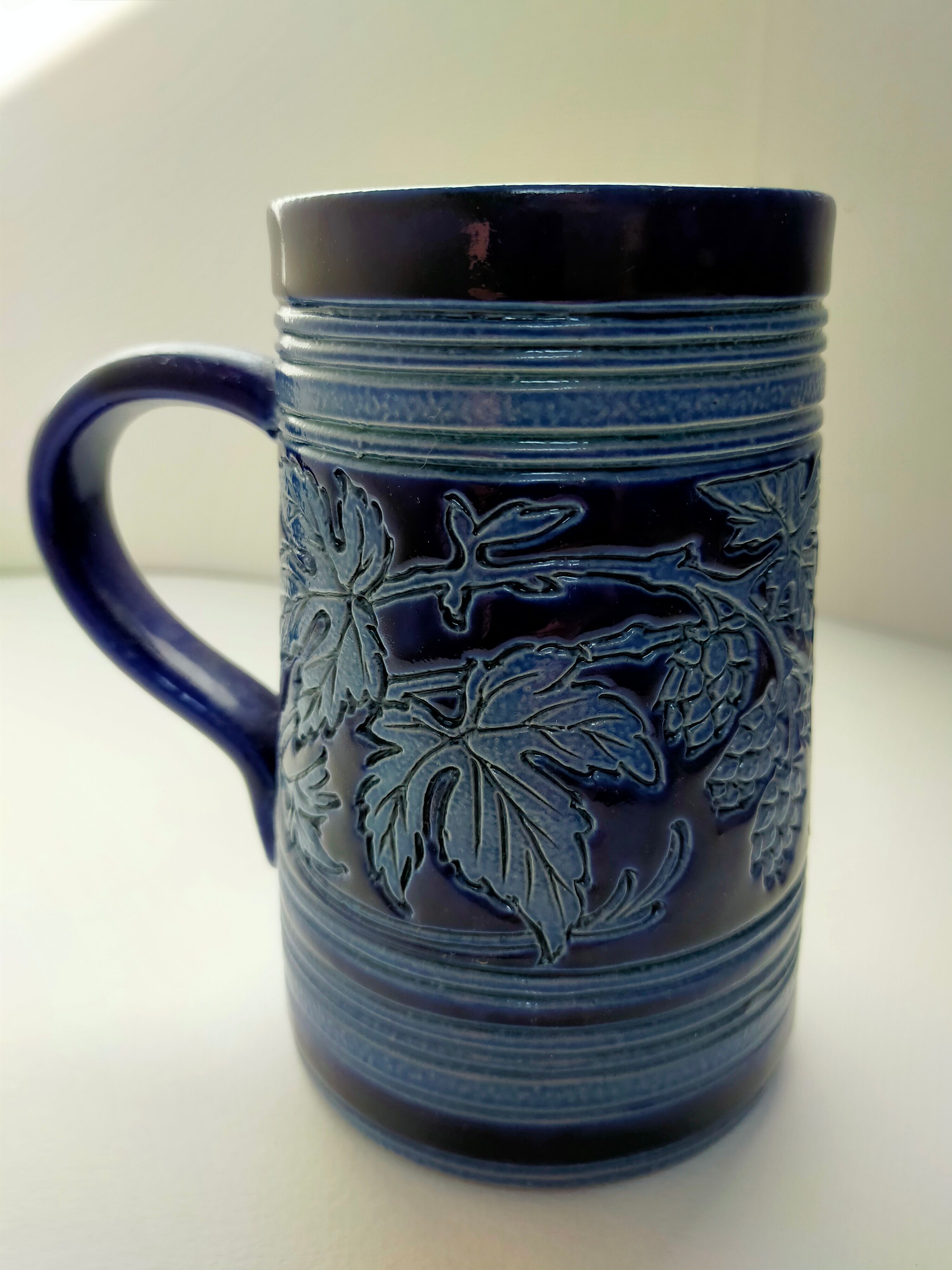 mug in blue Alsace sandstone signed