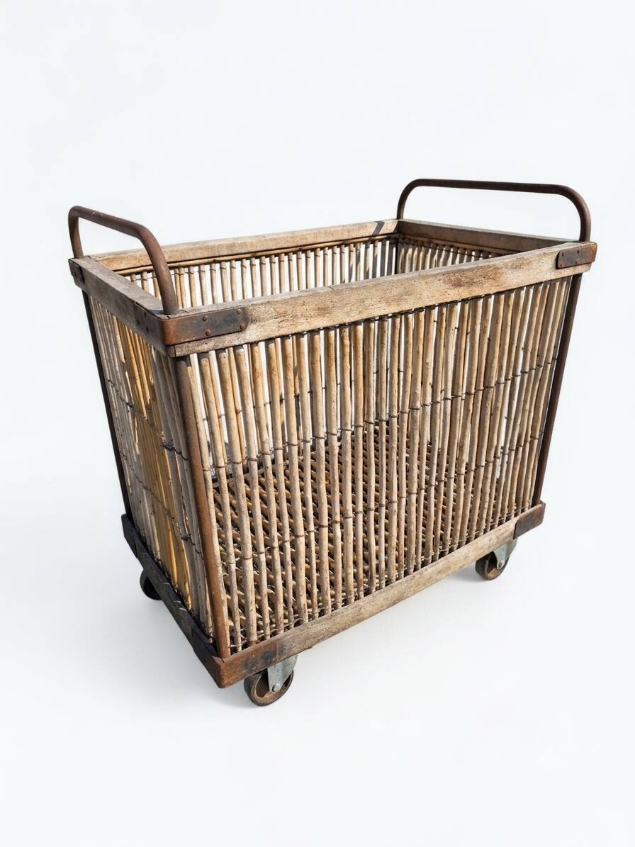 Ancient bakery cart made of rattan.
