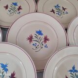 Set of 12 flat plates 30s earthenware K&G Lunéville model Denise