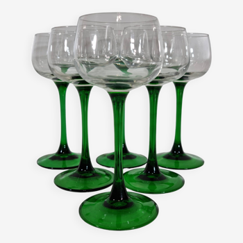 set 6 vintage luminarc verre à vin blanc d'alsace signé france