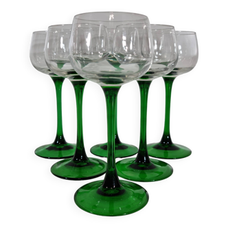 set 6 vintage luminarc verre à vin blanc d'alsace signé france