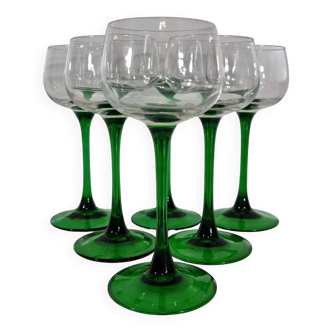 set 6 vintage luminarc white wine glass from Alsace signed France