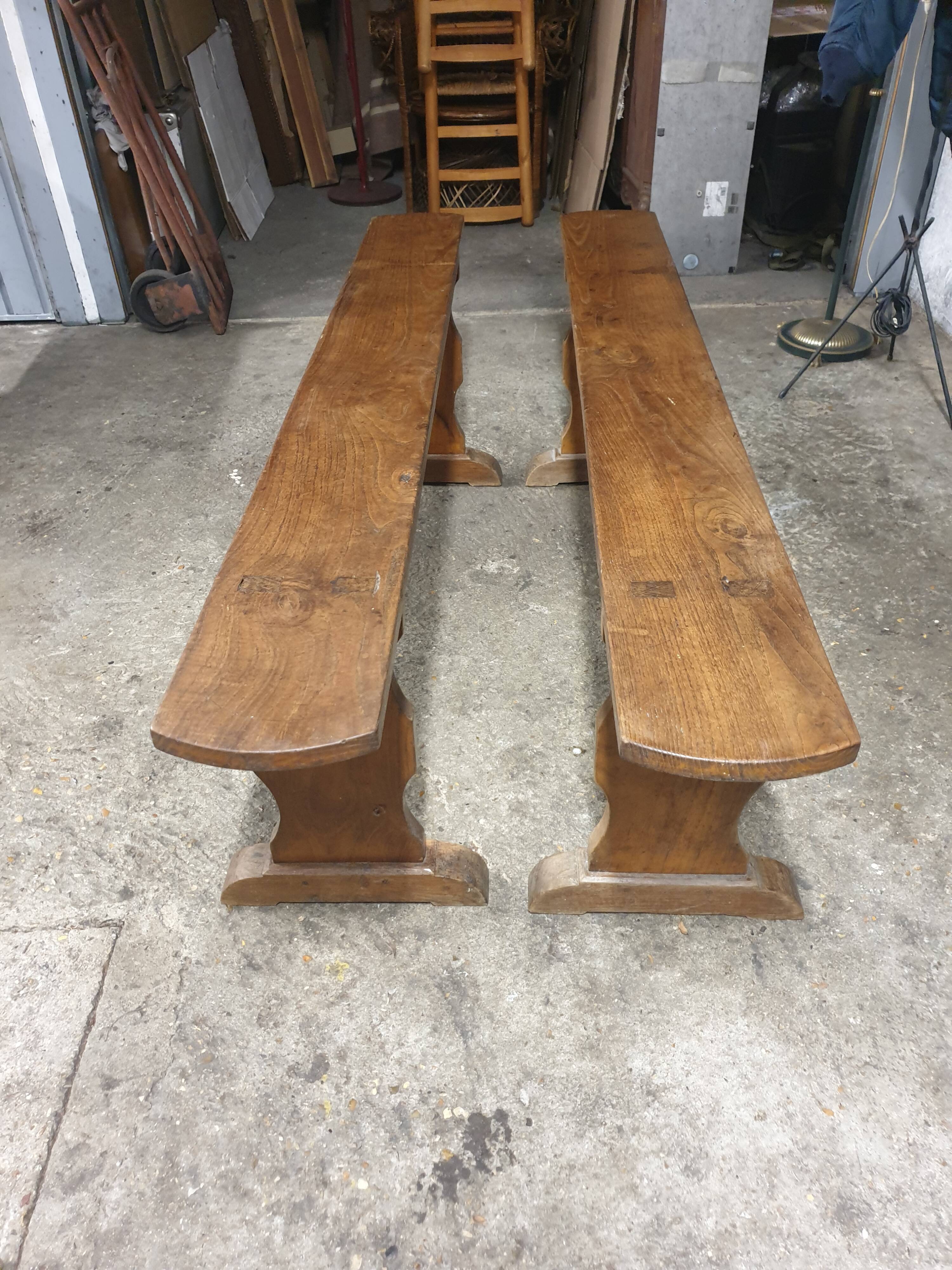 2 solid oak farm benches