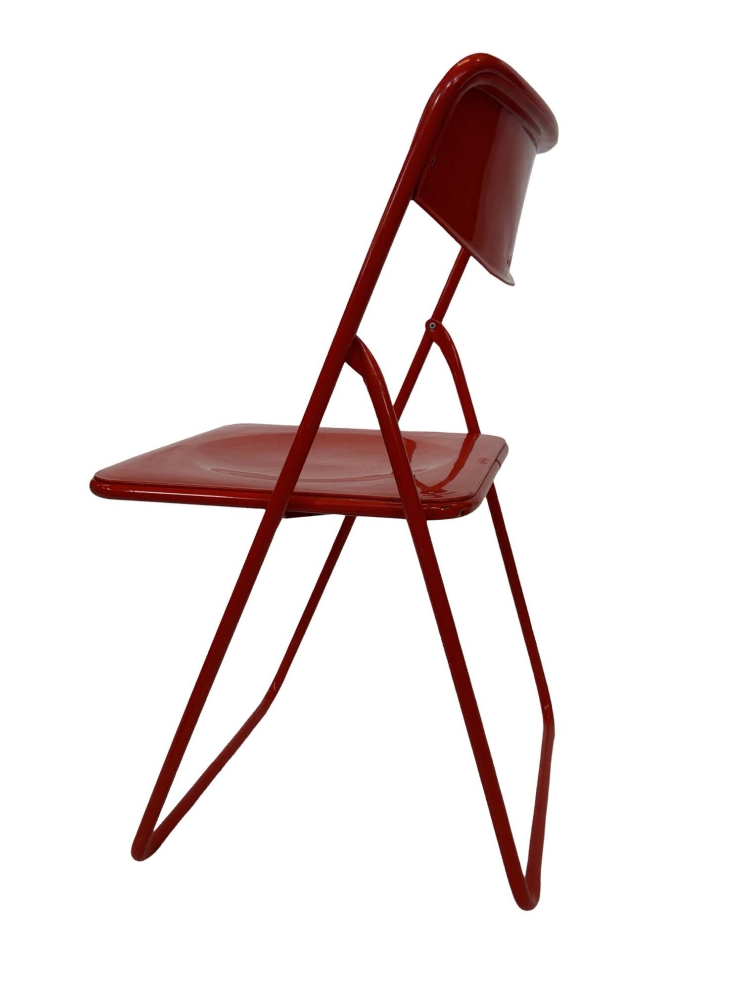 Vintage TED Folding Chair Design by Niels Gammelgaard 1980s Ikea in Red