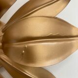 Wall lamp flower in old gold metal - 80s