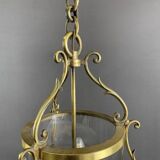 Suspension lanterne en laiton et verre xxe siècle
