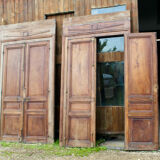Woodwork Double Walnut Doors with Frame, Double Side XIXth