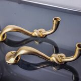 Paire de bougeoirs noeud, design brutaliste, italie, 1970