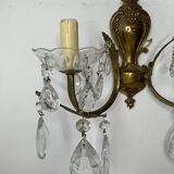 Paire d’appliques bronze et cristal