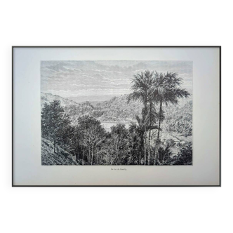 Printed in 1894, Kandy Lake, Sri Lanka.