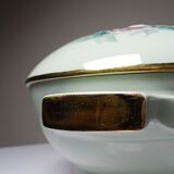 Soupière style art déco décor floral porcelaine céladon vintage Limoges France